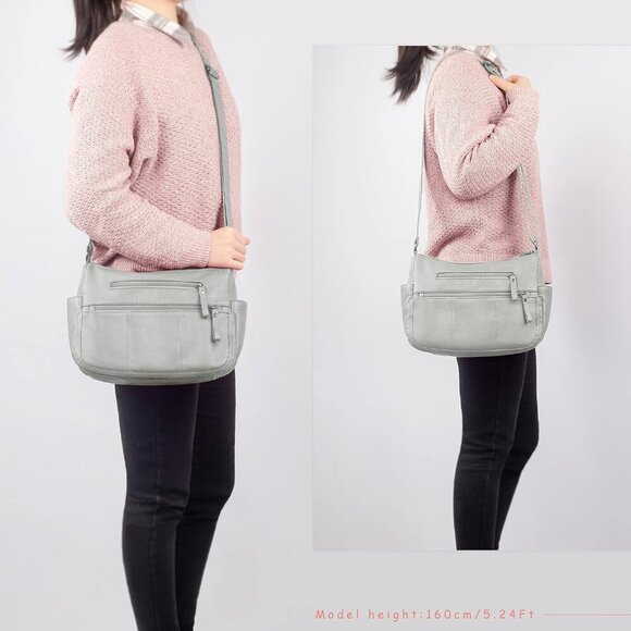 🆕 Volganik Rock PU Leather Shoulder Bag Women Cream Soft Pocketbooks Purse - Picture 2 of 6